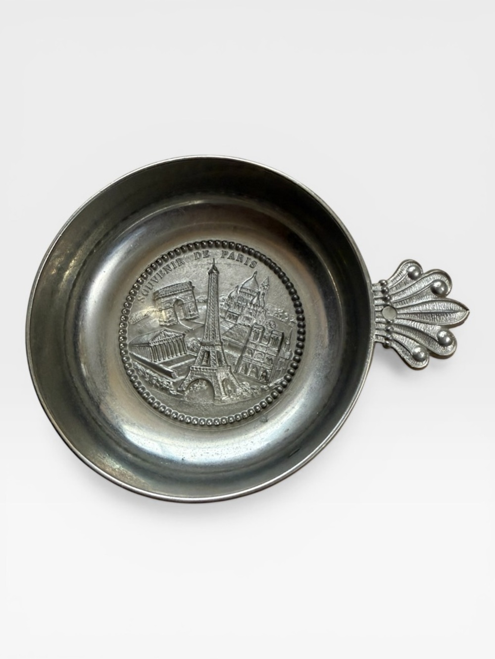 Vintage Pewter "Souvenir de Paris" Porringer Trinket Dish or Tray